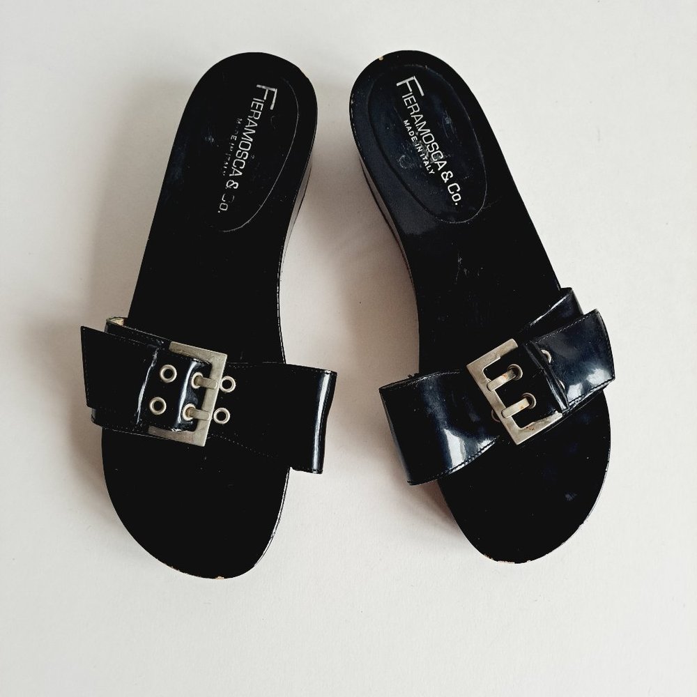 Fieramosca & Co Women's Italian Black Slides FlatsSize 6
